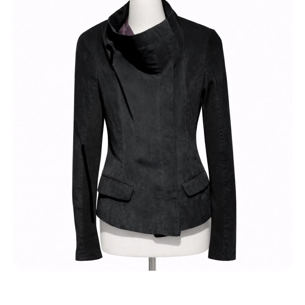 Vintage Black Suede Asymmetrical Jacket – Boho/Rocker, Unique Style